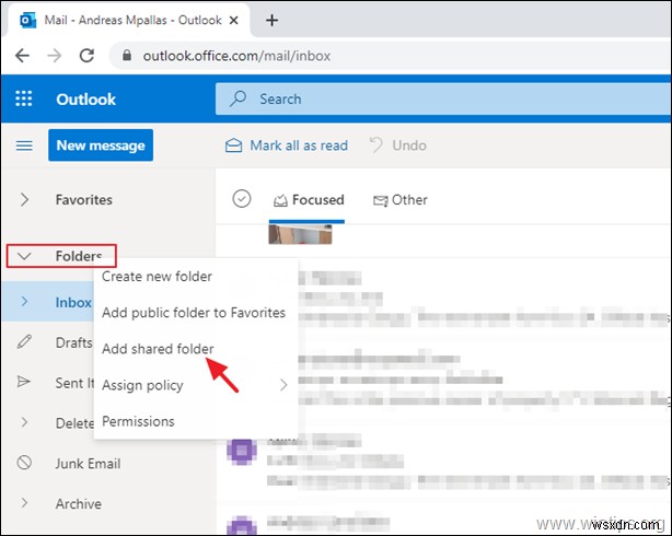 Outlook 데스크톱과 웹용 Outlook(OWA)에서 공유 사서함을 추가하고 사용하는 방법