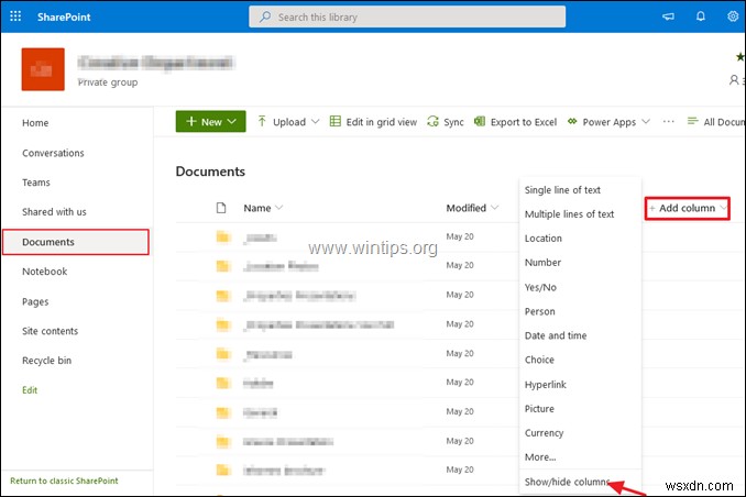 SharePoint Online에서 폴더 및 파일 크기 확인하는 방법