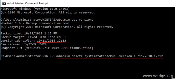 Windows Server 2016/2012에서 백업 삭제하는 방법 (wbadmin 명령어)