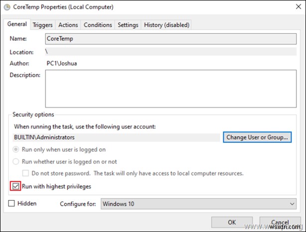 Windows 10에서 예약된 작업이 사용자 로그온 시 실행되지 않거나 백그라운드에서만 실행될 때 해결 방법
