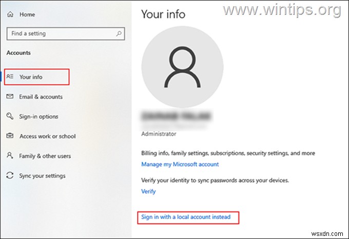 Windows 10에서 Microsoft 계정을 로컬 계정으로 전환하는 방법