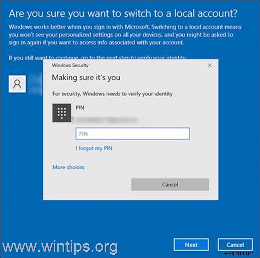 Windows 10에서 Microsoft 계정을 로컬 계정으로 전환하는 방법