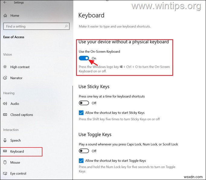 Windows 10 화상 키보드 켜기/끄기 및 완전히 비활성화하는 방법