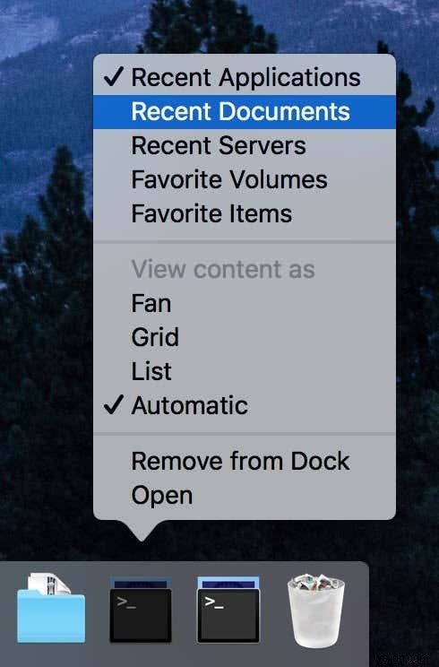 macOS 독(Dock)에서 최근 항목에 빠르게 접근하는 방법