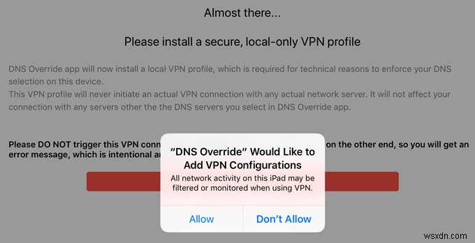 DNS Override 앱으로 iOS 셀룰러 네트워크에서 사용자 지정 DNS 서버 사용하는 방법