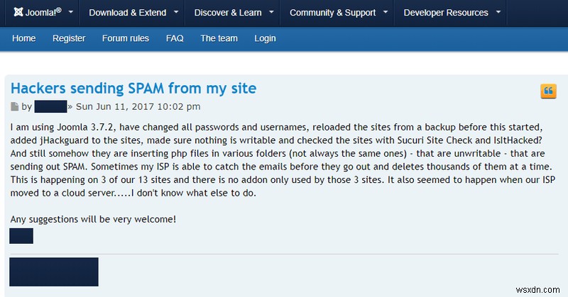 조믈라(Joomla) 웹사이트 해킹으로 스팸 메일이 발송될 때, 원인과 해결 방법 총정리