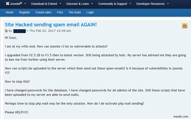 조믈라(Joomla) 웹사이트 해킹으로 스팸 메일이 발송될 때, 원인과 해결 방법 총정리