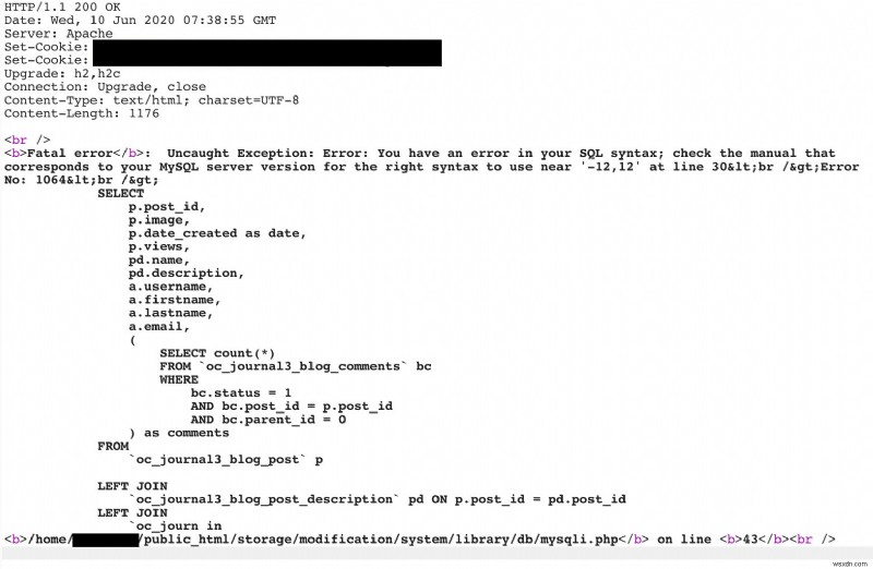 OpenCart Journal 테마 3.1.0 SQL 오류로 인한 민감한 데이터 노출 취약점 - 지금 바로 업데이트하세요