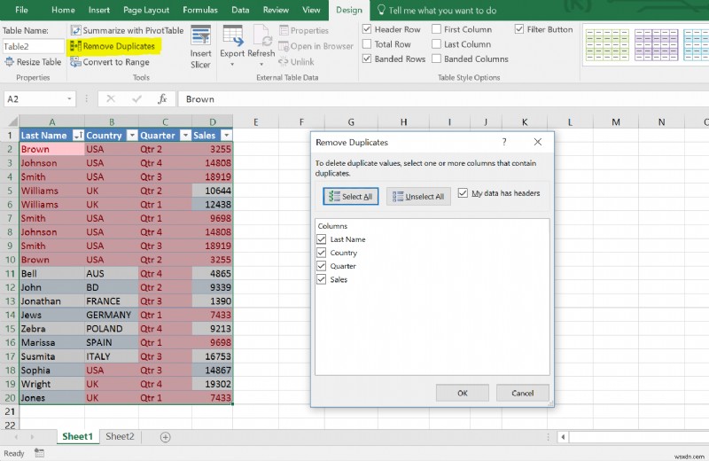 엑셀(EXCEL) 표에서 중복 행 제거하는 방법 총정리