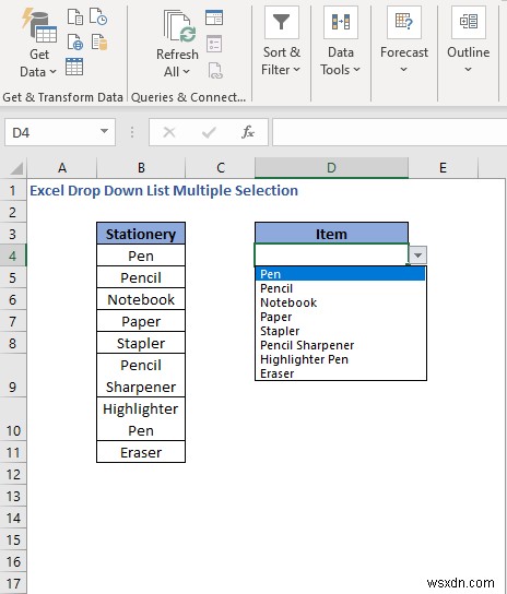 Excel 드롭다운 목록에서 여러 항목 선택하는 방법 3가지