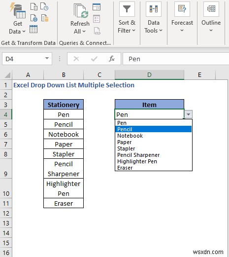 Excel 드롭다운 목록에서 여러 항목 선택하는 방법 3가지