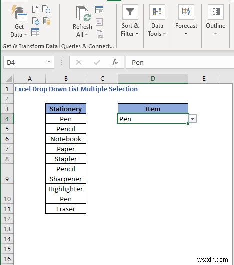 Excel 드롭다운 목록에서 여러 항목 선택하는 방법 3가지