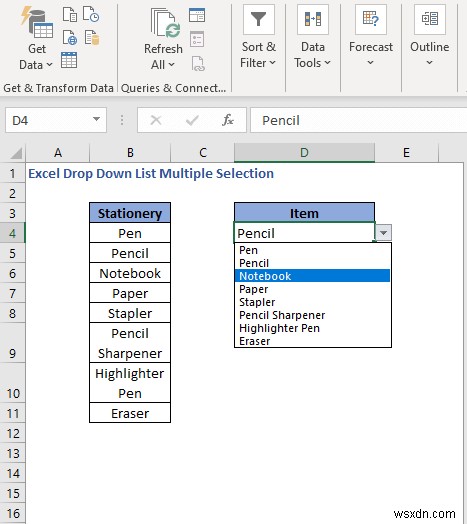 Excel 드롭다운 목록에서 여러 항목 선택하는 방법 3가지