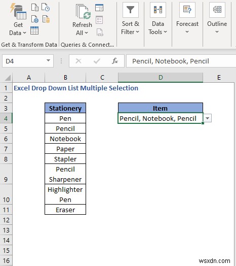 Excel 드롭다운 목록에서 여러 항목 선택하는 방법 3가지