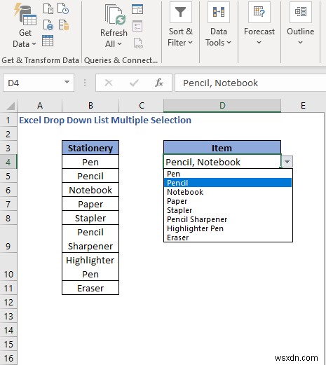 Excel 드롭다운 목록에서 여러 항목 선택하는 방법 3가지