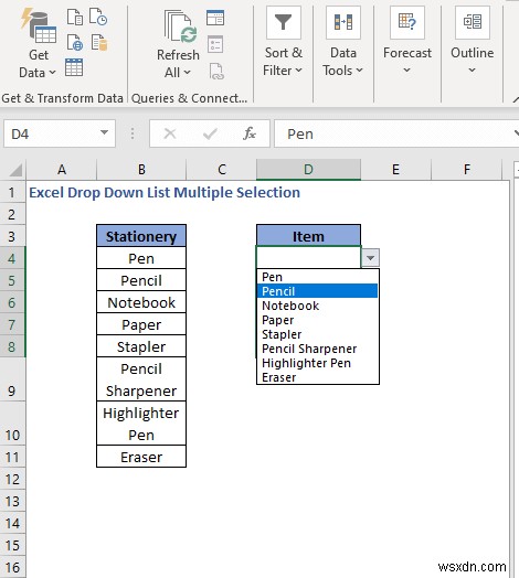 Excel 드롭다운 목록에서 여러 항목 선택하는 방법 3가지