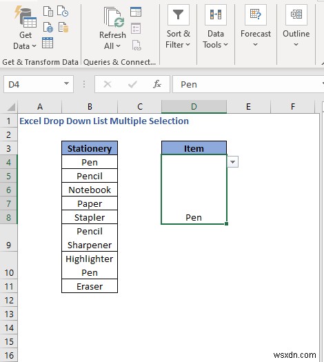 Excel 드롭다운 목록에서 여러 항목 선택하는 방법 3가지