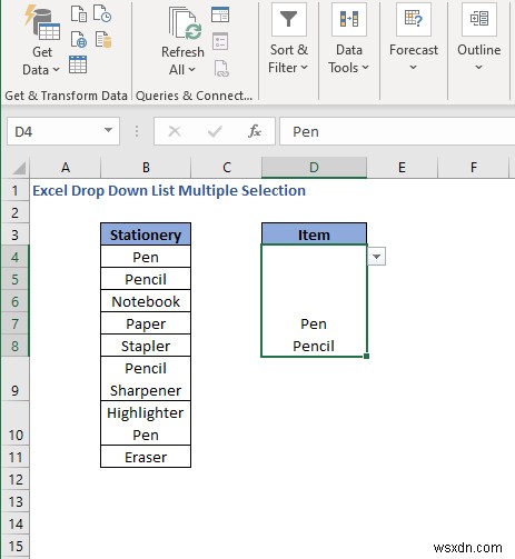 Excel 드롭다운 목록에서 여러 항목 선택하는 방법 3가지