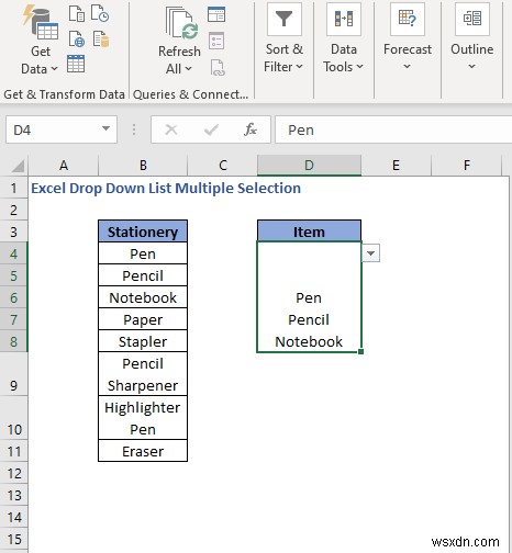 Excel 드롭다운 목록에서 여러 항목 선택하는 방법 3가지