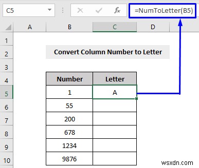 엑셀에서 열 번호를 문자(A, B, C)로 변환하는 3가지 쉬운 방법