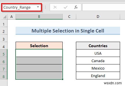 Excel VBA로 다중 선택 가능한 데이터 유효성 검사 드롭다운 목록 만들기 (3가지 방법)
