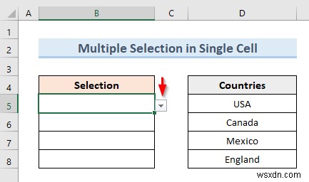 Excel VBA로 다중 선택 가능한 데이터 유효성 검사 드롭다운 목록 만들기 (3가지 방법)
