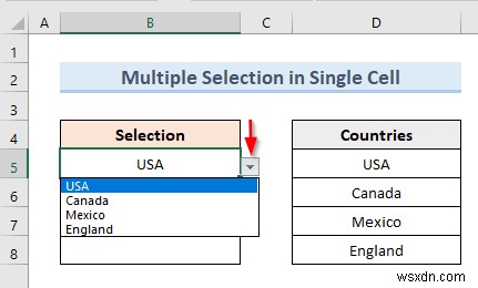 Excel VBA로 다중 선택 가능한 데이터 유효성 검사 드롭다운 목록 만들기 (3가지 방법)
