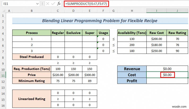 엑셀 솔버(Excel Solver)로 혼합 선형 계획법 문제 해결하는 방법