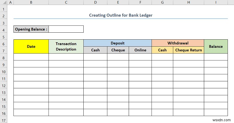 엑셀로 은행 원장(Bank Ledger) 만드는 방법, 3단계 완벽 가이드
