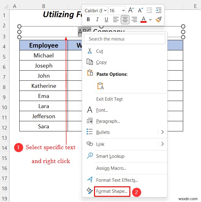 Excel 텍스트 상자에서 텍스트 강조 표시하는 3가지 방법