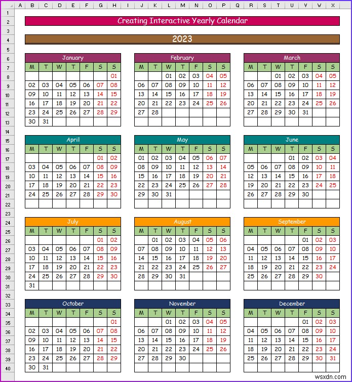 엑셀에서 대화형 달력 만드는 방법 (쉬운 방법 2가지)
