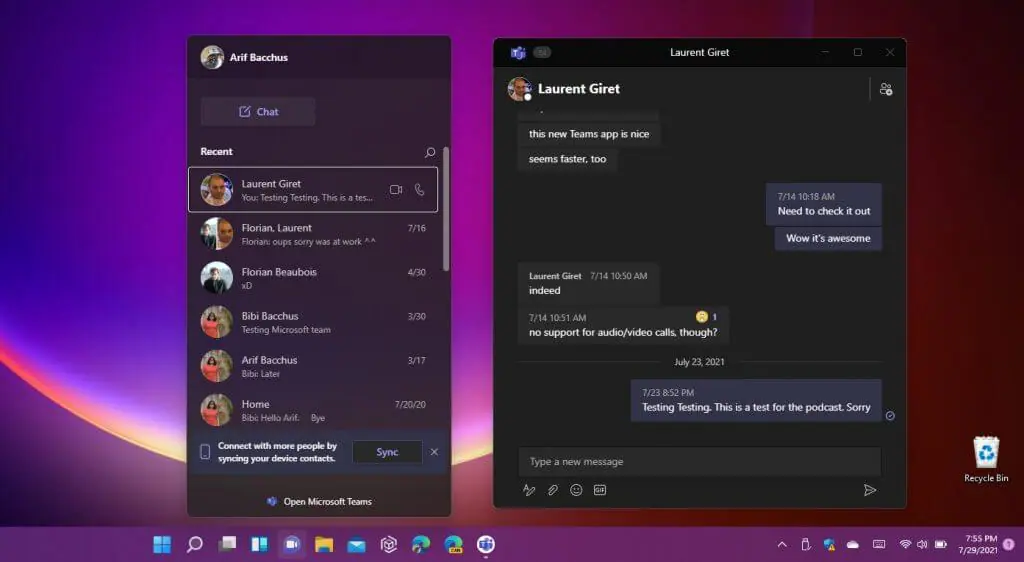 Windows 11의 새로운 채팅 앱, 마이크로소프트의 Teams for Life 야심을 보여주다
