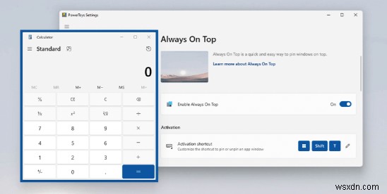 새로운 Microsoft PowerToys 업데이트, Windows 앱용 Always on Top 기능 추가