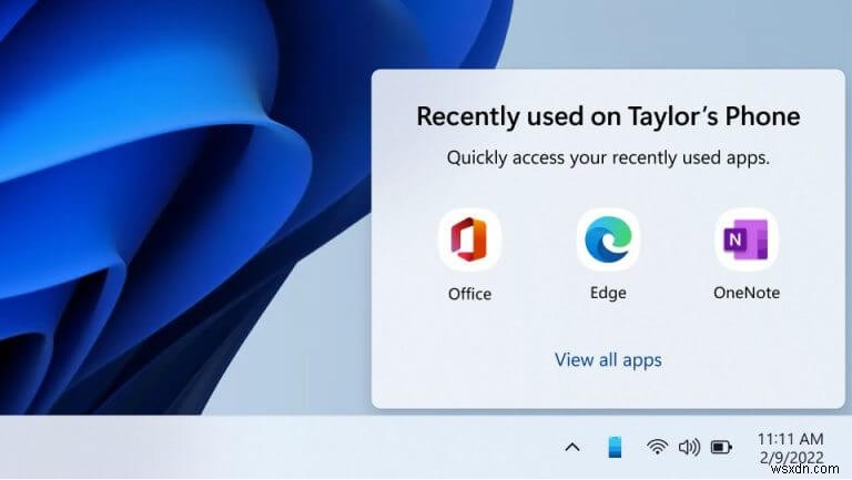 Windows 11 작업 표시줄에서 최근 사용한 안드로이드 앱을 바로 실행하는 새로운 휴대폰 연결 기능