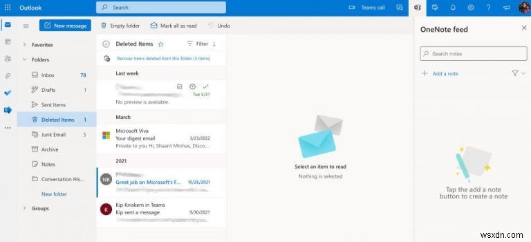 아웃룩 웹(Outlook Web)에서 삭제된 이메일 복구하는 방법