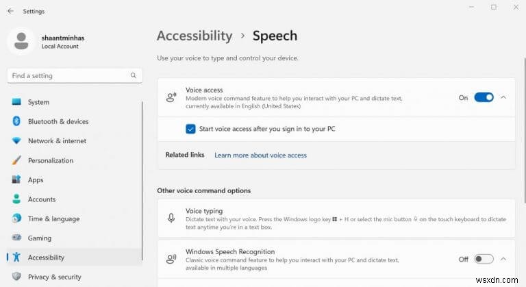 Windows 11에서 음성 액세스(Voice Access) 활성화하는 방법