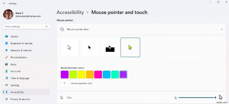 Windows 11에서 마우스 커서 색상과 크기를 자유롭게 변경하는 방법