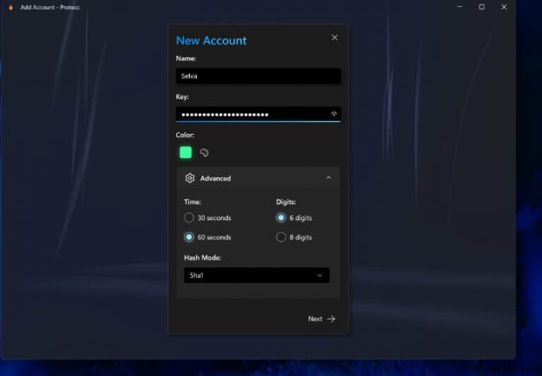 Protecc, Windows 11·10용 오픈소스 2FA 데스크톱 클라이언트