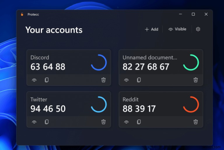Protecc, Windows 11·10용 오픈소스 2FA 데스크톱 클라이언트
