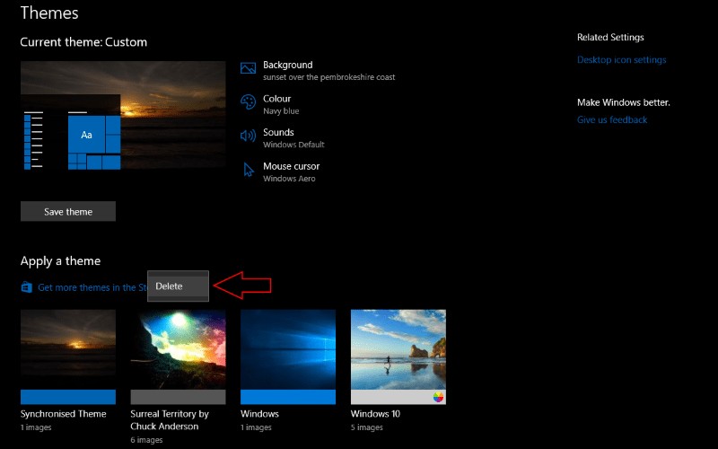 Windows 10에서 Windows 스토어로 테마 설치하는 방법