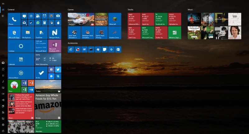 Windows 10에서 전체 화면 시작 화면 활성화하는 방법