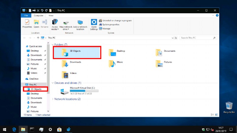Windows 10 이 PC 에서 3D 개체 폴더 제거하는 방법