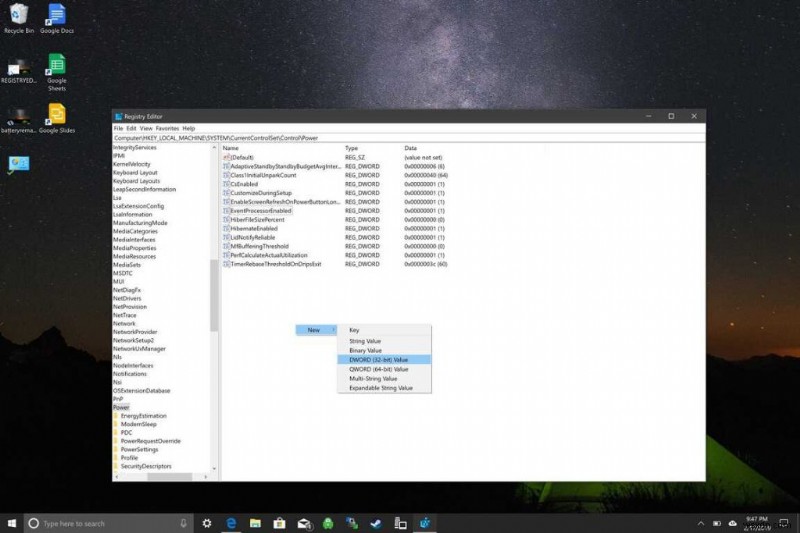 Windows 10에서 배터리 잔여 사용 시간 표시 기능 활성화하는 방법
