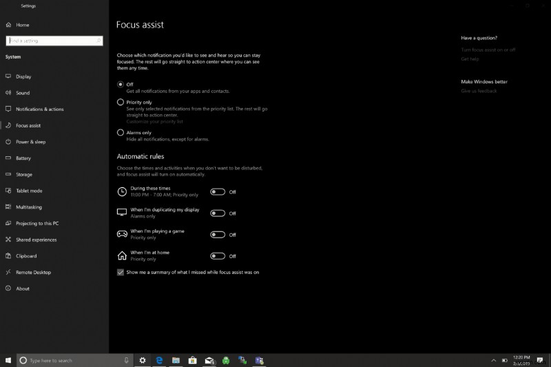 Windows 10에서 모든 알림 일시 중지 또는 완전히 차단하는 방법