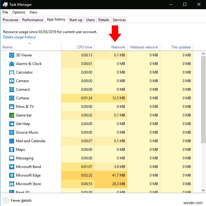 Windows 10에서 인터넷 대역폭을 사용하는 앱 확인하는 방법