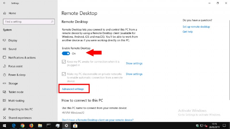 Windows 10 PC에서 원격 데스크톱 연결 활성화하는 방법
