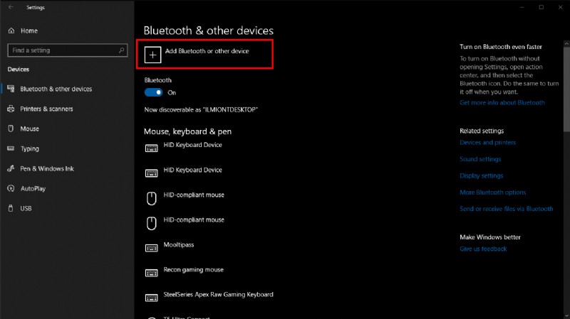 Windows 10 PC에서 블루투스로 파일 전송하는 방법