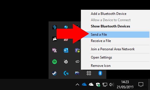 Windows 10 PC에서 블루투스로 파일 전송하는 방법