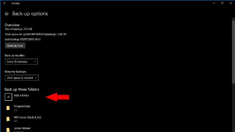 Windows 10 파일 기록(File History) 백업 대상 폴더를 사용자 지정하는 방법