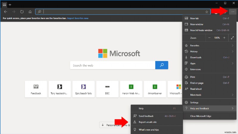 Microsoft Edge Insider에서 안전하지 않은 웹사이트 신고하는 방법 완벽 가이드